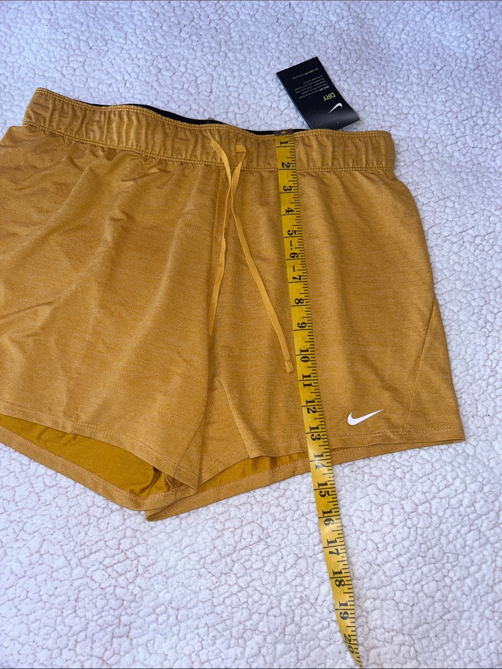 Nike Women's Mustard Yellow Dri-FIT Athletic Shorts - Picture 4 of 8